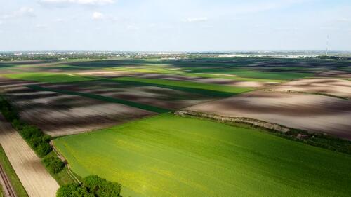 Flight over fields